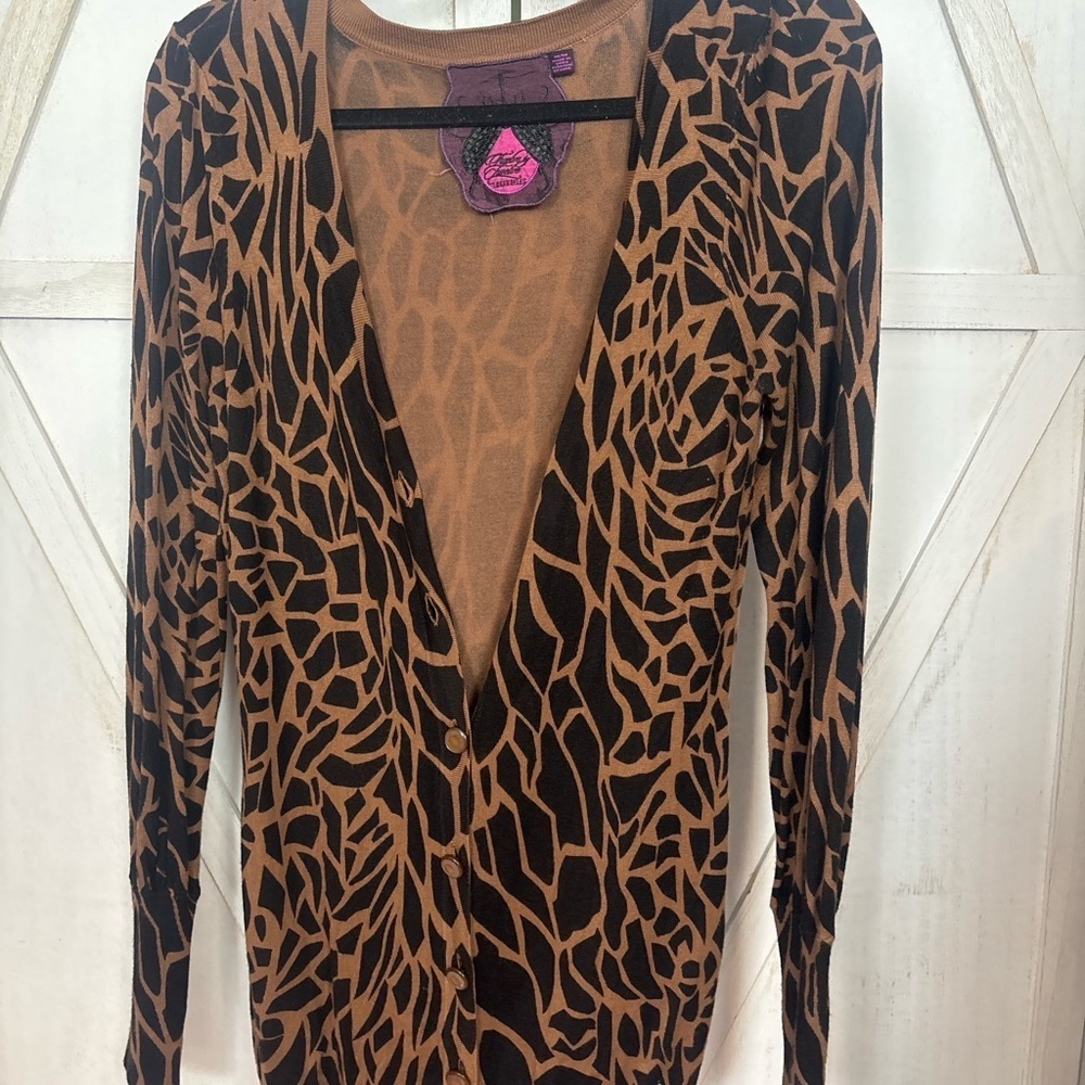 Plenty by Tracy Reese animal print cardigan seater brown women’s M